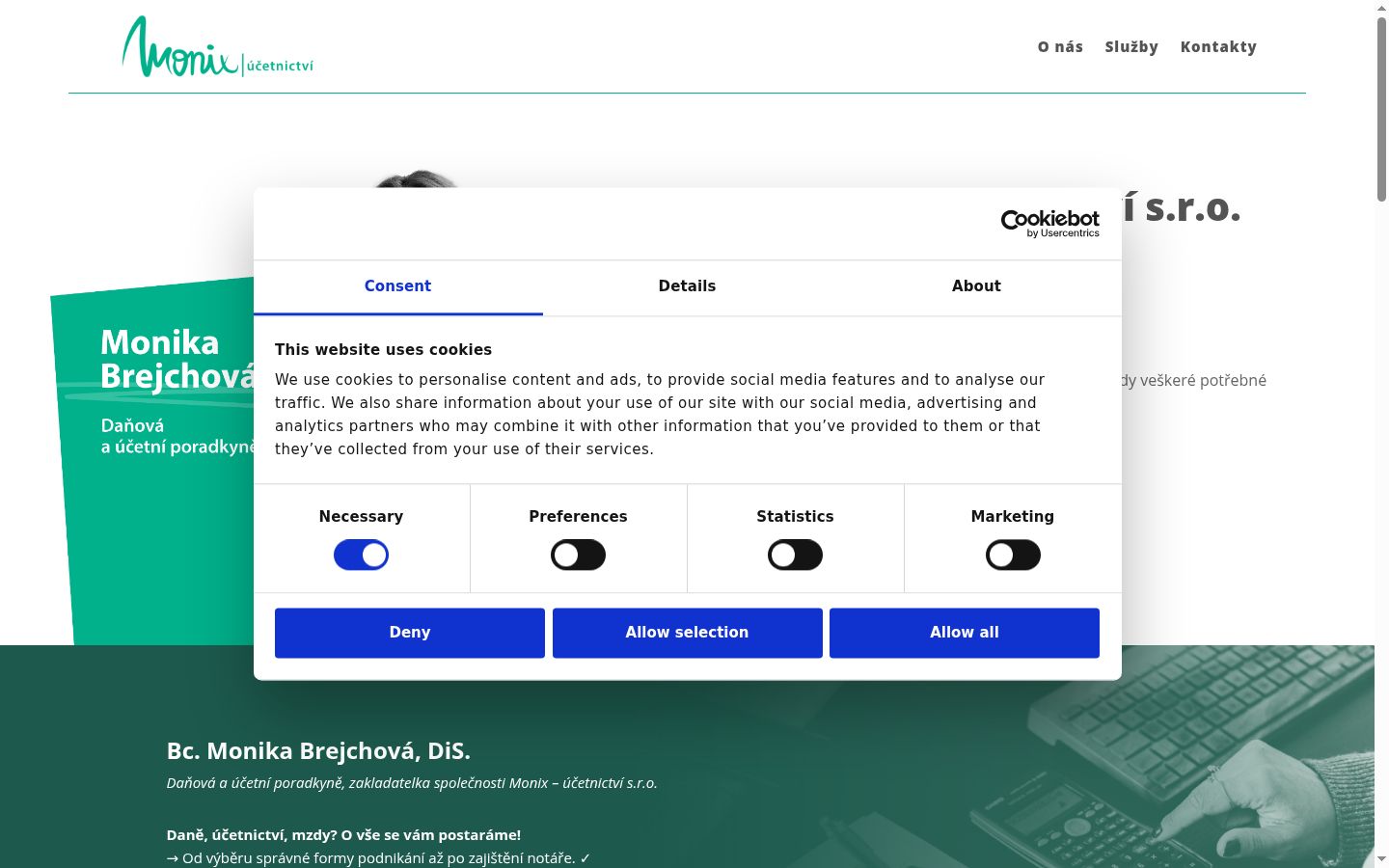 Captura de ecrã do banner de consentimento apresentado antes de qualquer interação
