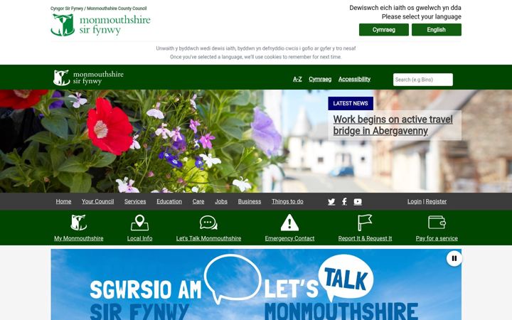Screenshot ta' monmouthshire.gov.uk