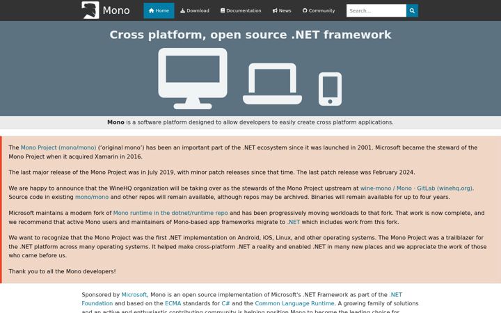 Screenshot of mono-project.com