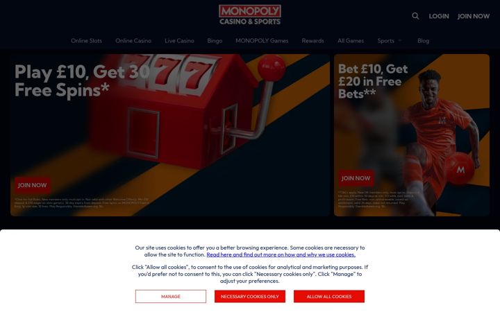Screenshot stránky monopolycasino.com