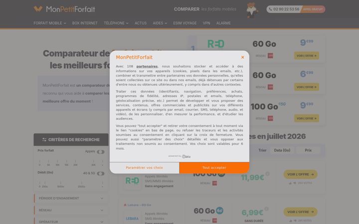 Screenshot of monpetitforfait.com