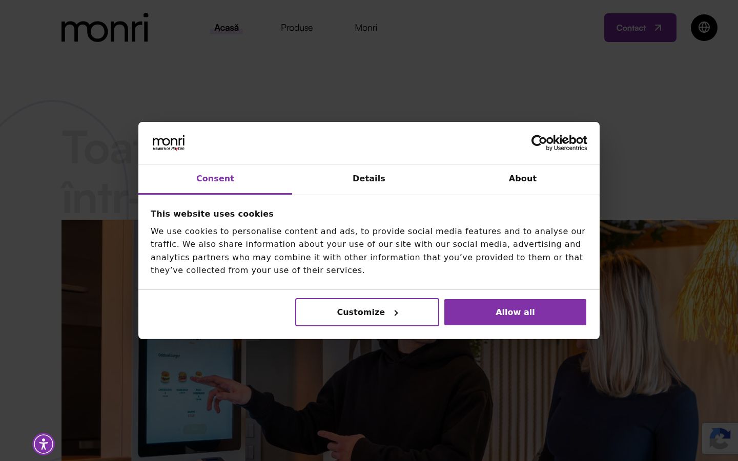 Screenshot of the consent banner shown before any interaction