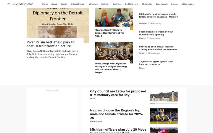 Screenshot of monroenews.com