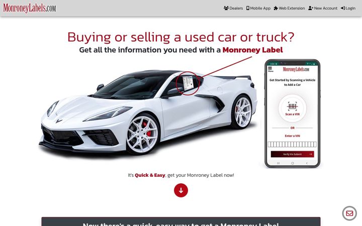 Screenshot of monroneylabels.com