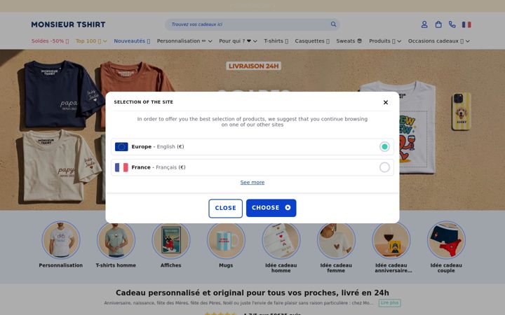 Screenshot of monsieurtshirt.com