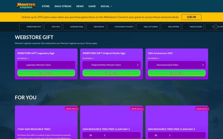 Screenshot of monsterlegendsgame.com