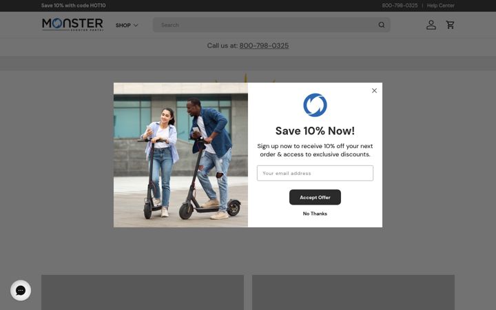 Screenshot of monsterscooterparts.com