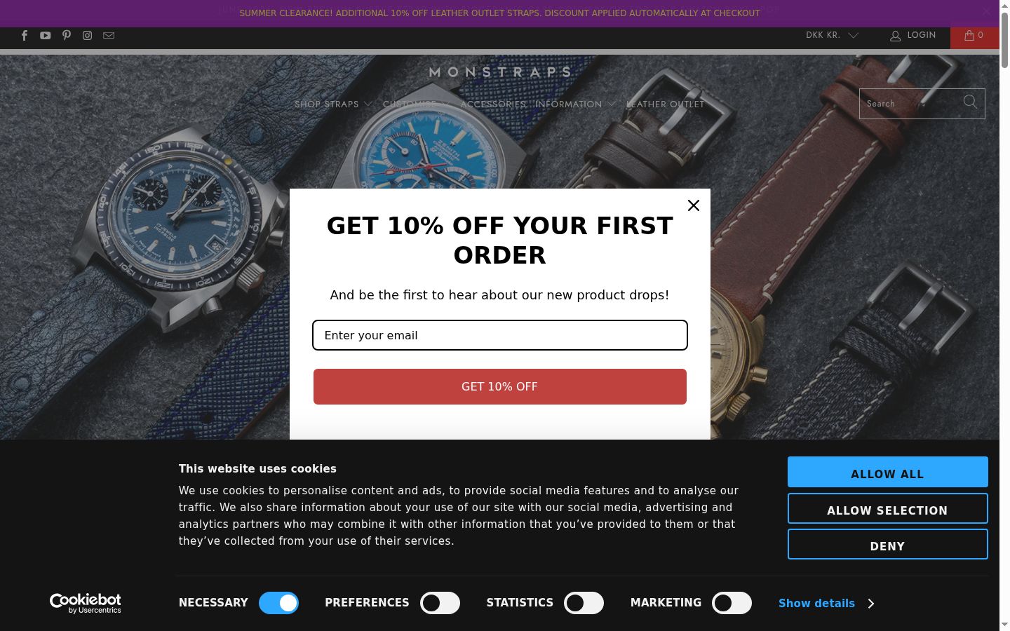 Screenshot of the consent banner shown before any interaction