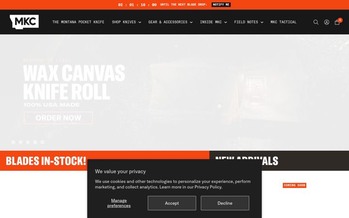 Screenshot von montanaknifecompany.com