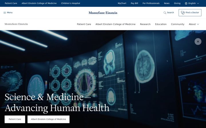 Screenshot of montefioreeinstein.org