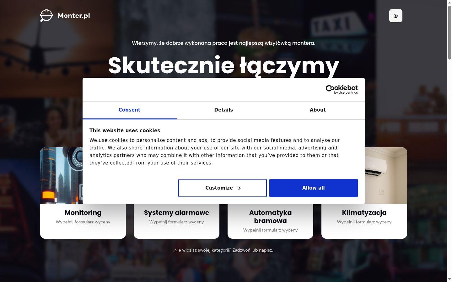 Ekrānuzņēmums ar piekrišanas baneri, kas tika rādīts pirms jebkādas mijiedarbības