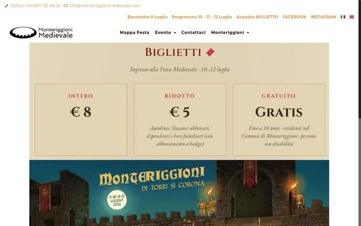 Screenshot of monteriggionimedievale.com