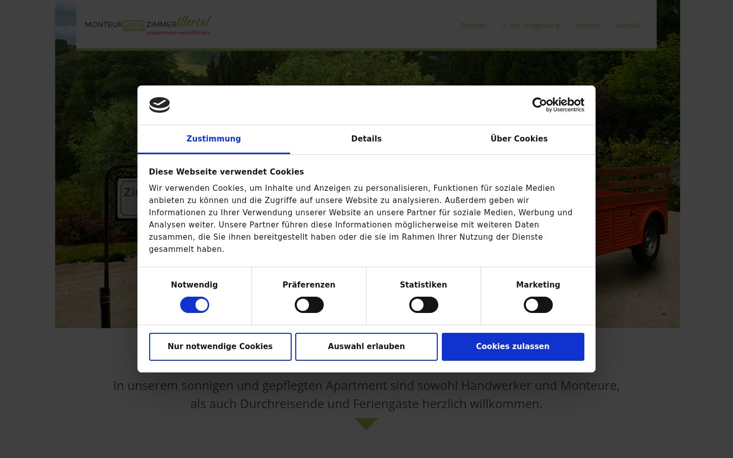 Capture d'écran de la bannière de consentement affichée avant toute interaction