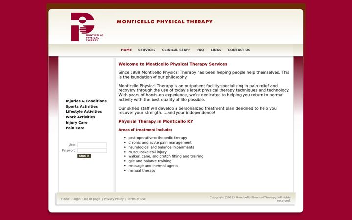 Zrzut ekranu monticelloptservices.com