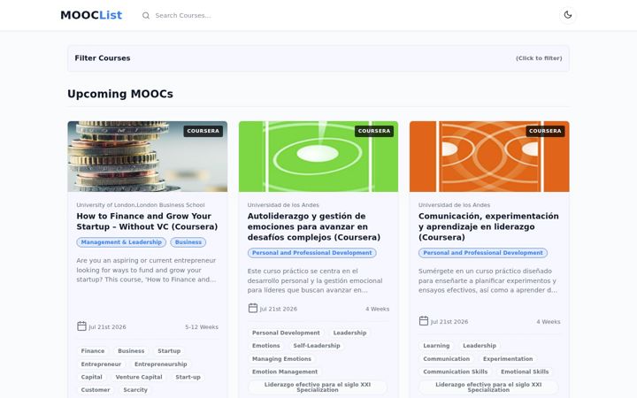 Screenshot of mooc-list.com