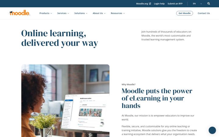 Screenshot van moodle.com