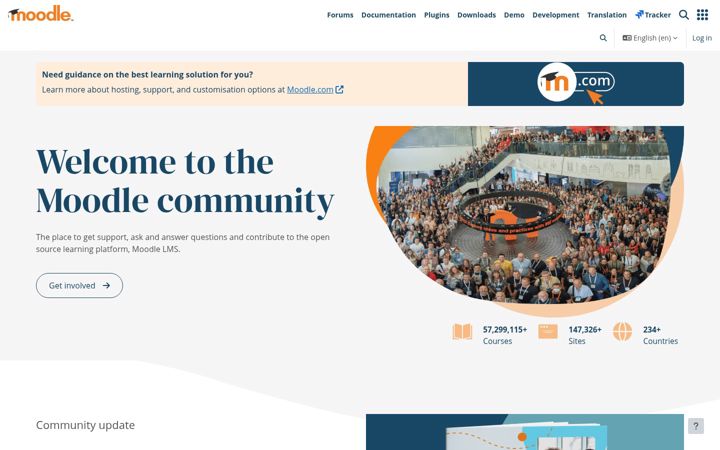 Screenshot van moodle.org