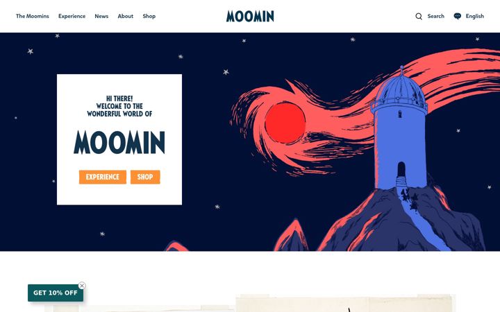 Ekrānuzņēmums no moomin.com