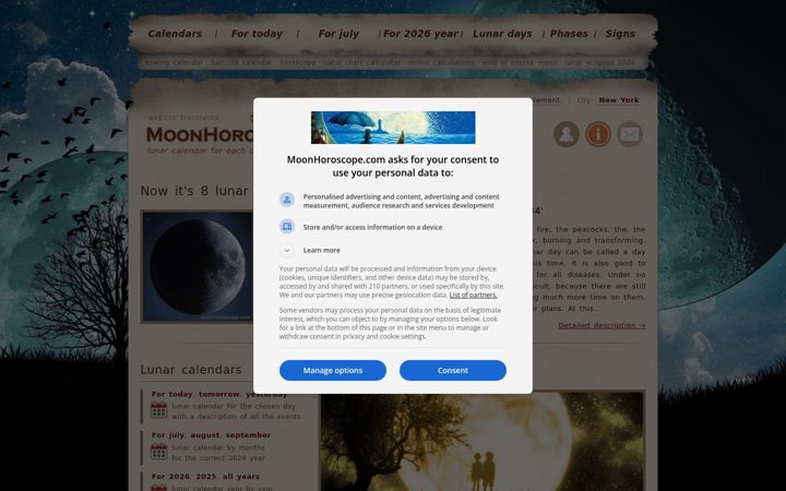 Captura de pantalla de moonhoroscope.com