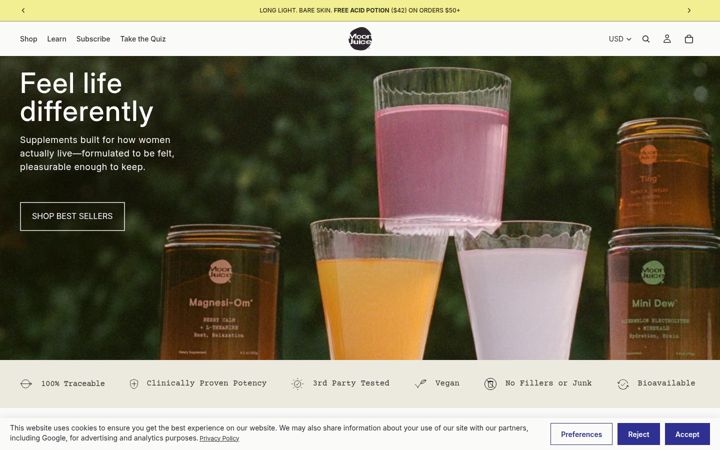 Screenshot von moonjuice.com