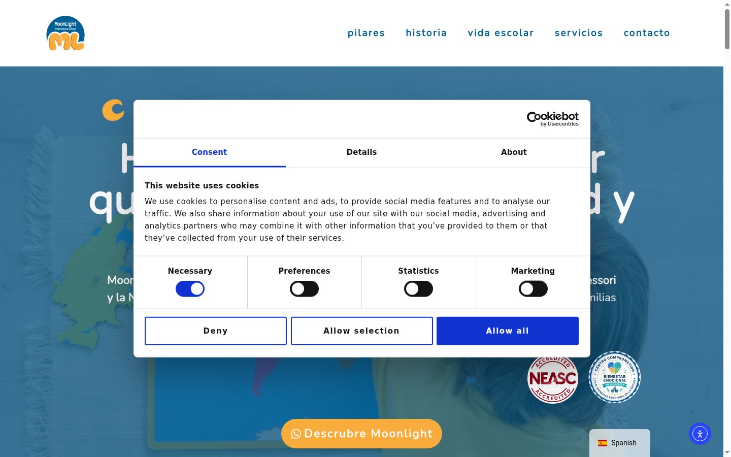 Screenshot of the consent banner shown before any interaction