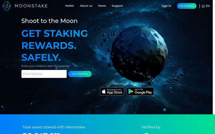 Kuvakaappaus sivustosta moonstake.io