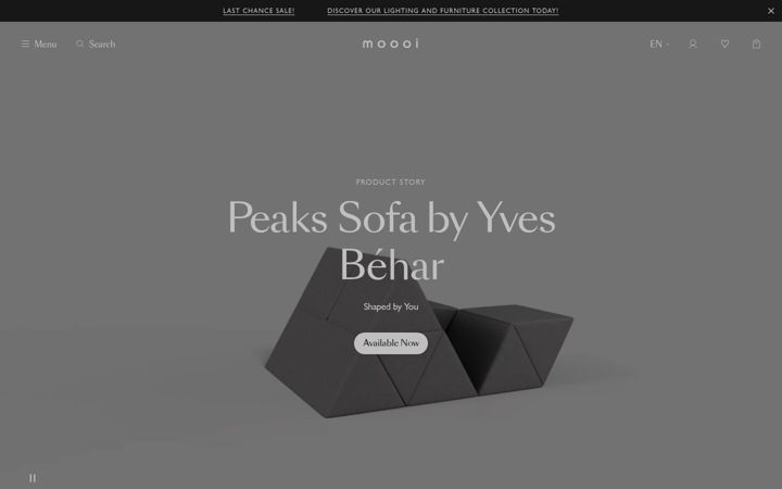 Screenshot of moooi.com