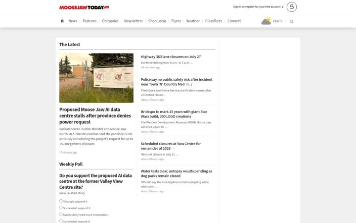 Screenshot of moosejawtoday.com