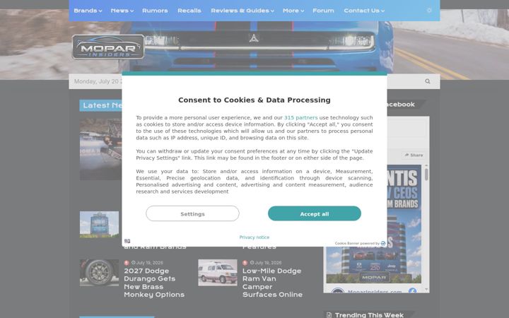 Screenshot of moparinsiders.com
