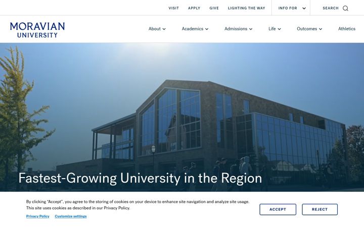 Screenshot of moravian.edu