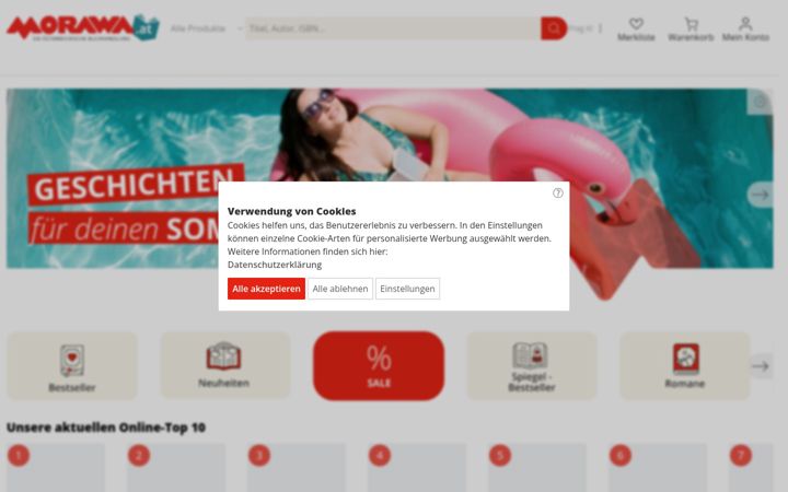 Screenshot of morawa.at