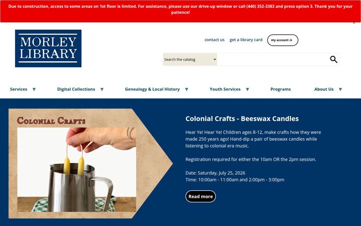 Screenshot of morleylibrary.org