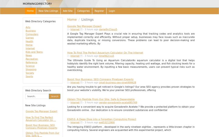 Screenshot of morningdirectory.com