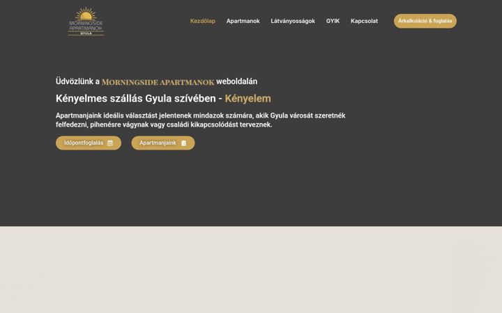 Ekrānuzņēmums no morningsideapartmanok.hu