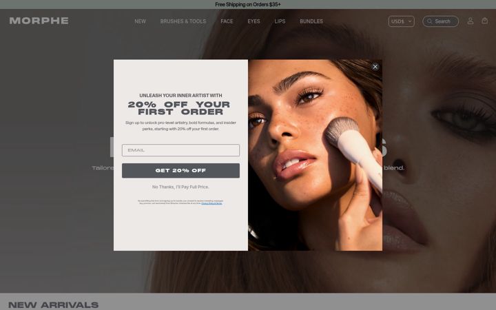 Screenshot of morphe.com