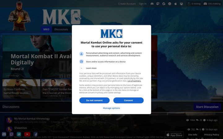 Screenshot of mortalkombatonline.com