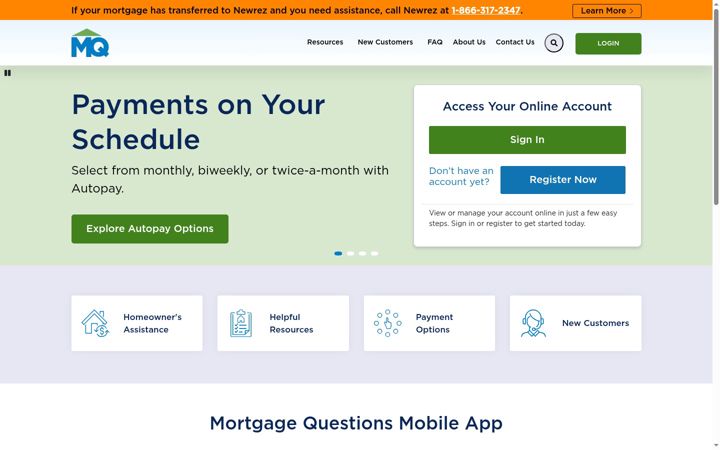 Captură de ecran a mortgagequestions.com
