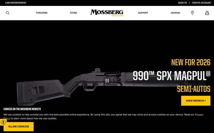 Screenshot of mossberg.com