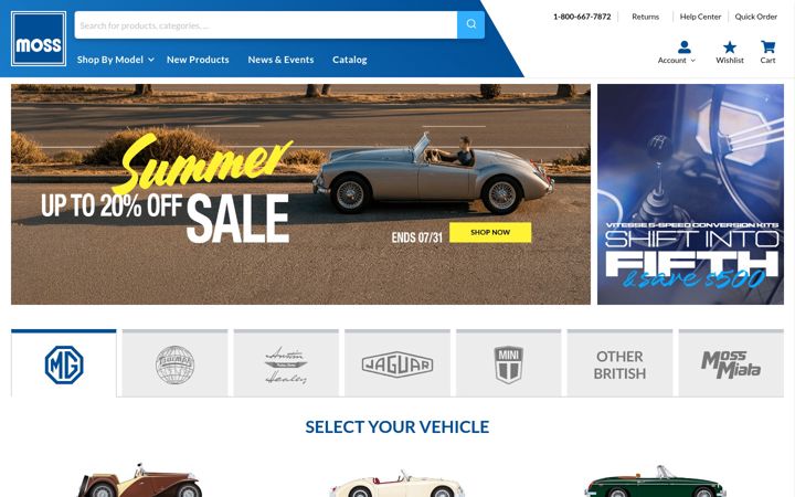 Snímek obrazovky mossmotors.com