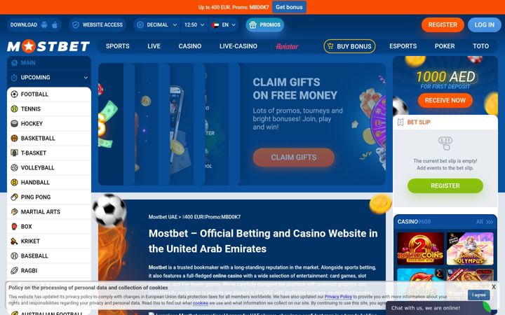 Screenshot of mostbet.ae