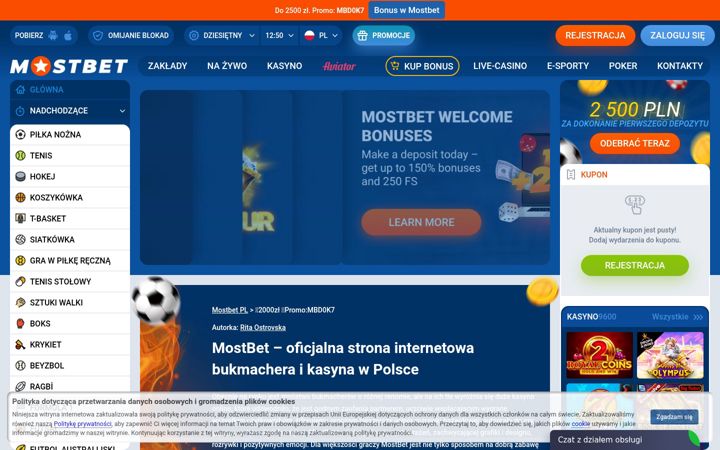 Screenshot of mostbet.net.pl