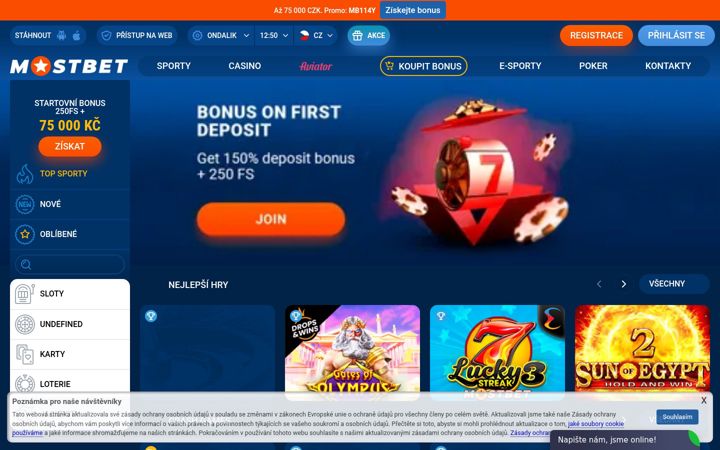 Screenshot of mostbet1.cz