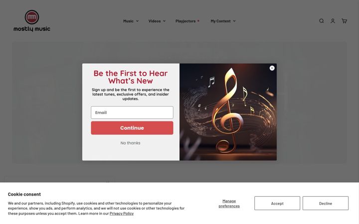 Screenshot of mostlymusic.com
