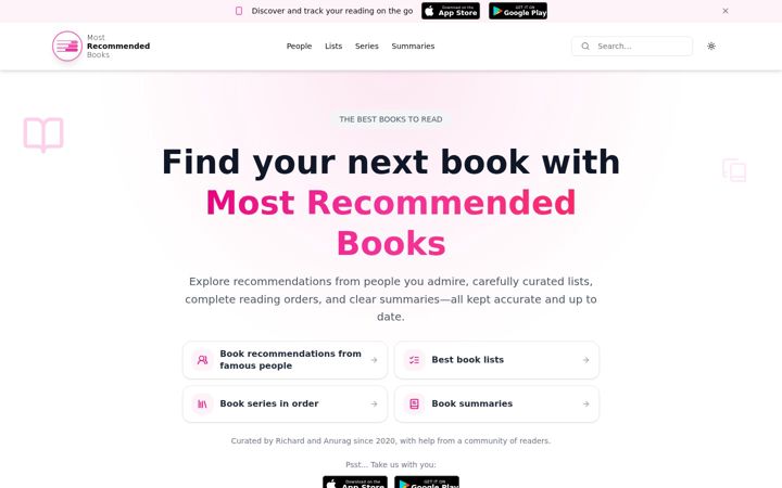Screenshot of mostrecommendedbooks.com