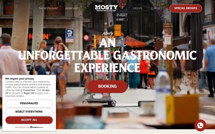 Kuvakaappaus sivustosta mostyrestaurant.com