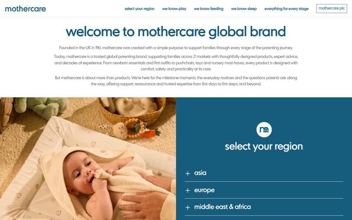 Screenshot of mothercare.com