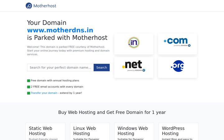 Screenshot of motherdns.in
