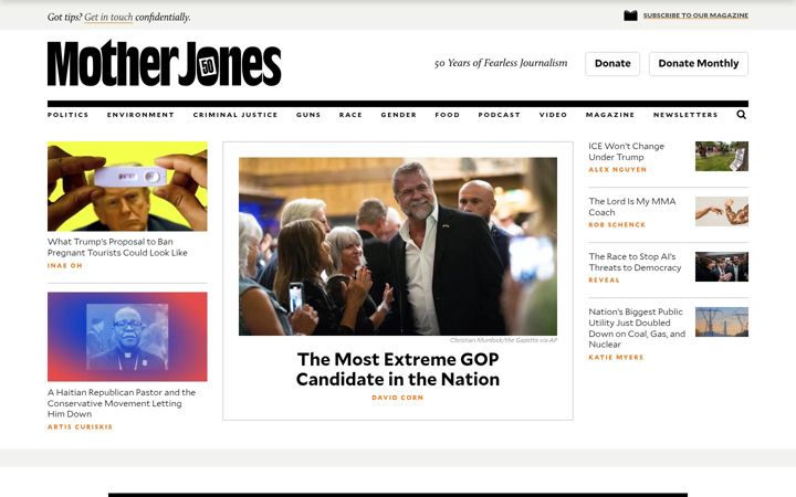 Screenshot ta' motherjones.com