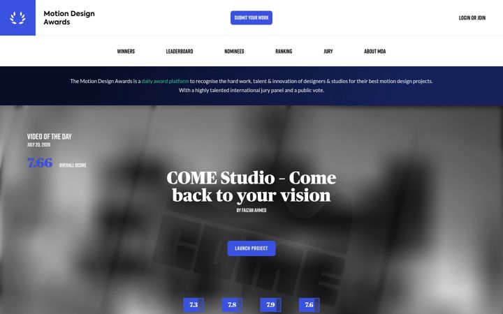 Screenshot of motiondesignawards.com