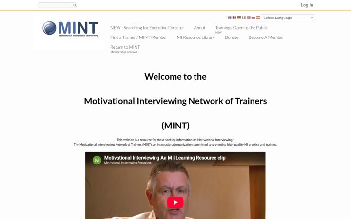 Screenshot of motivationalinterviewing.org